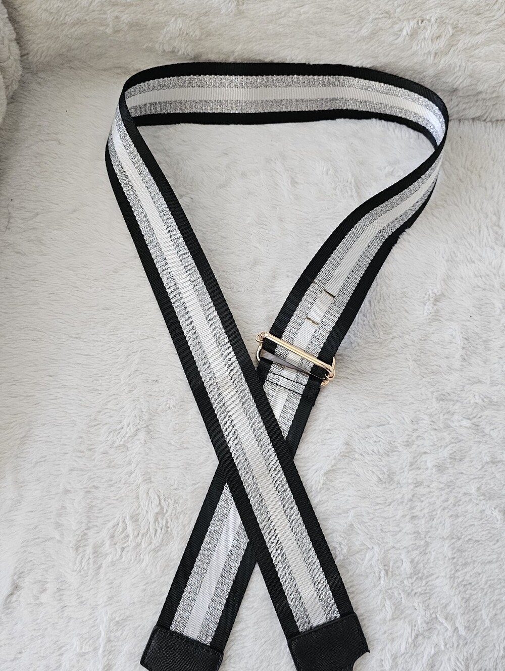 Black and Silver Adjustable Strap with Gold Hardware - Women Accessories